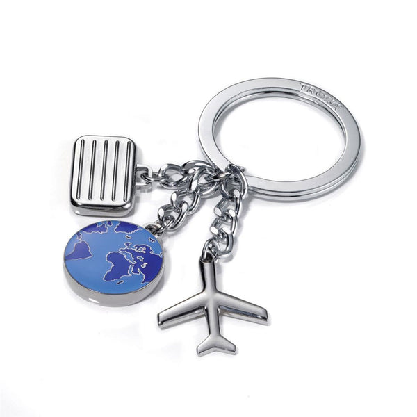 Troika 3-Charm Keyring Plane Suitecase and Globe