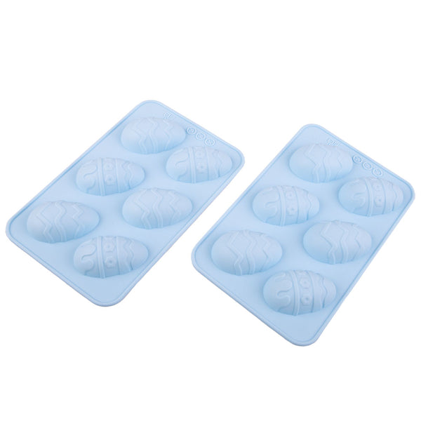 Silicone Easter Egg 6-Cup Chocolate Mould 2pcs (Blue)