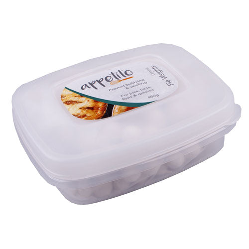 Appetito Ceramic Pie Weights in Reusable Tub (White)