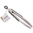 Stainless Steel Tongs with Rubber Grip & Locking Ring