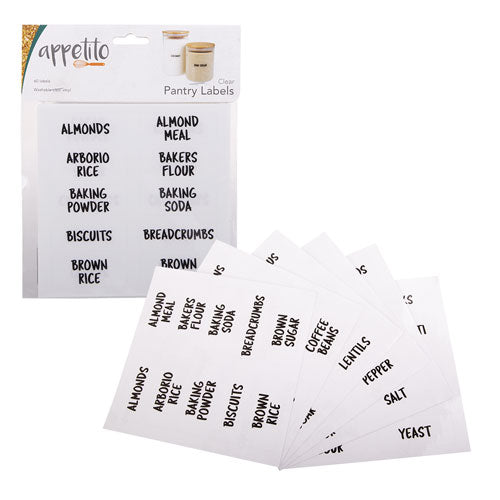 Appetito Clear Pantry Labels (Pack of 60)