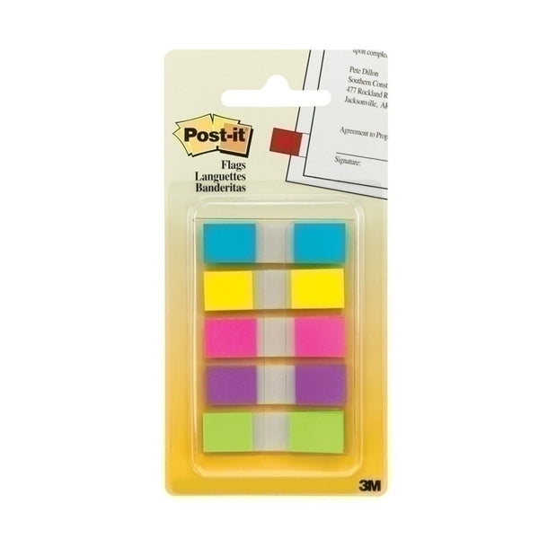Post-It Five Colours 12x43mm Flags (Box of 6)