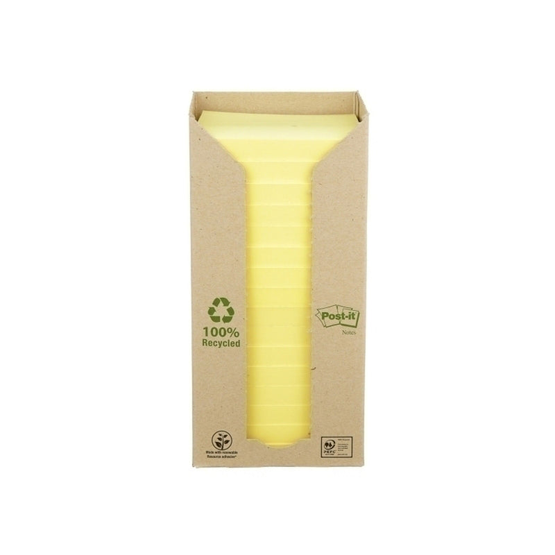 Post-It Recycled Notes Canary Yellow 16pk