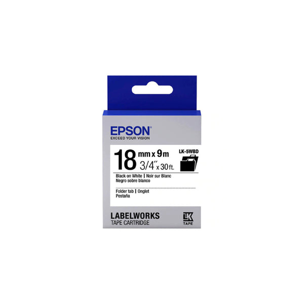 Epson Black on White Labelling Tape Cartridge (18mmx9m)