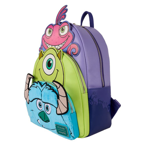 Monsters Inc Mike Sulley Randall Triple Pocket Mini Backpack