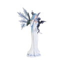 Large White Fairy with Baby Black Dragon Figurine