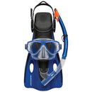 Ezi-Travel Adult Silicone Mask, Snorkel & Fin Set (Blue)