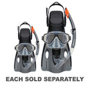 Ezi-Travel Adult Silicone Mask, Snorkel & Fin Set (Silver)
