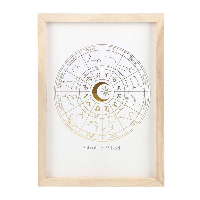 Astrology Wheel Off White Wooden Framed Wall Print