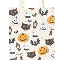 Spooky Cat and Pumpkin Print Cotton Canvas Tote Bag