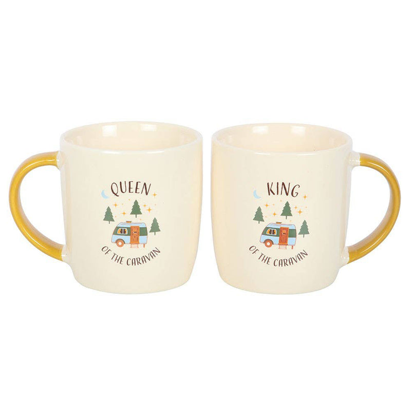 Camping King and Queen Ceramic Couples Mug Set