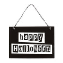 Happy Halloween Black and White Hanging MDF Sign