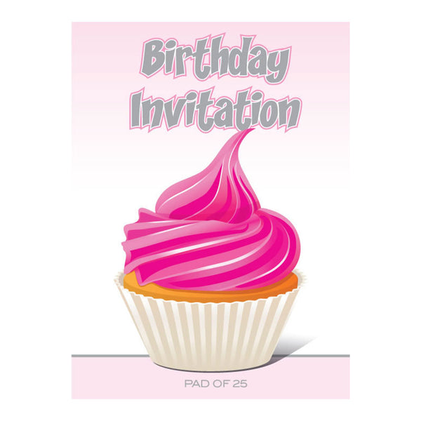 Ozcorp A5 18th Pink Cupcake Invitation Pad