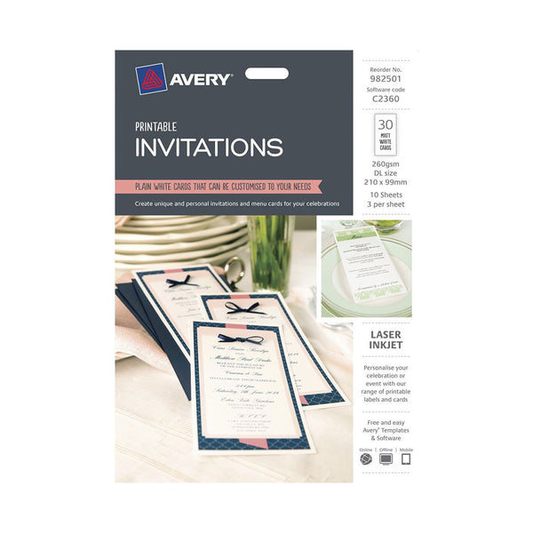 Avery DL Printable Invitation Card 10pcs (White)