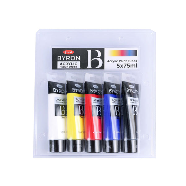 Jasart Byron Primary Cool Acrylic Paint Set 75mL (Pack of 5)