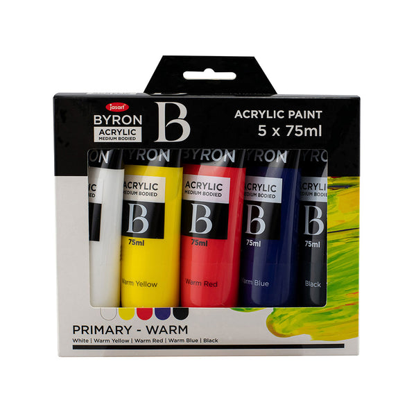 Jasart Byron Primary Warm Acrylic Paint Set 75mL (Pack of 5)
