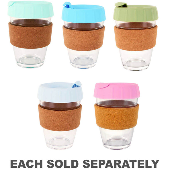 Double Walled Glass Cup w/ Silicon Lid 340mL
