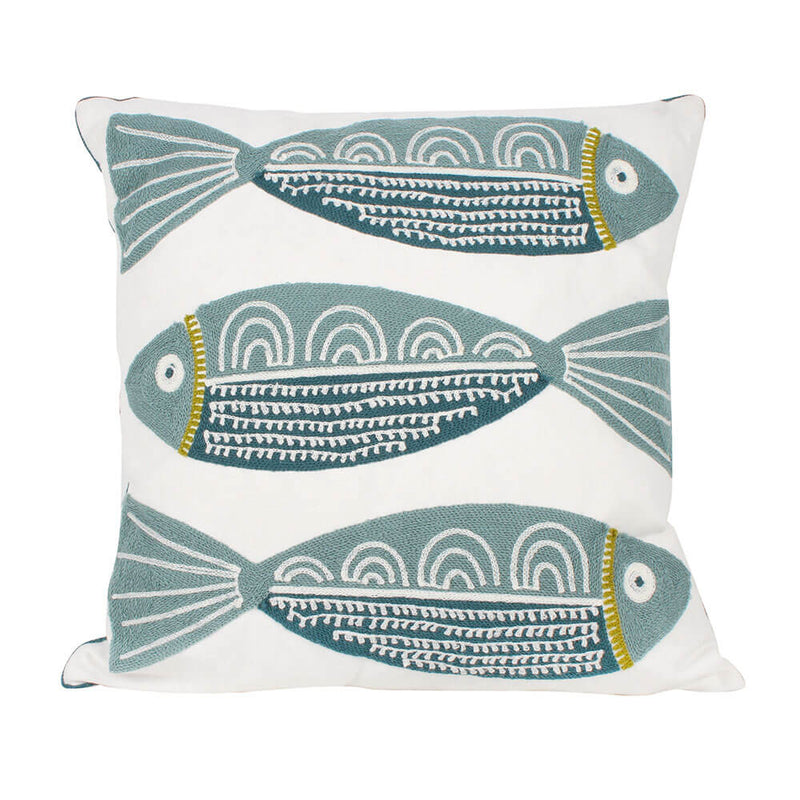 Finley 3 Fish Embroidered Cushion (43x43cm)