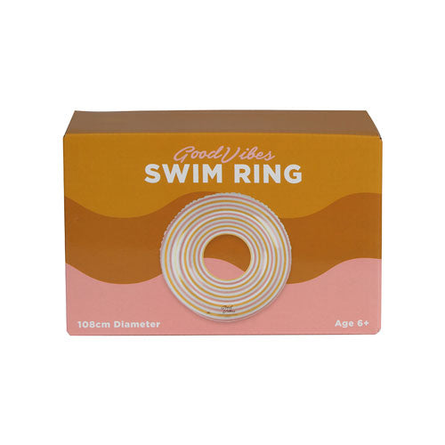 Good Vibes Stripe PVC Swim Ring 108cm