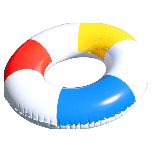 White Swim Ring with Red Blue & Yellow Stripe 77cm