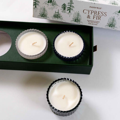Cypress & Fir Ribbed Mercury Glass Candle 2oz (Set of 3)