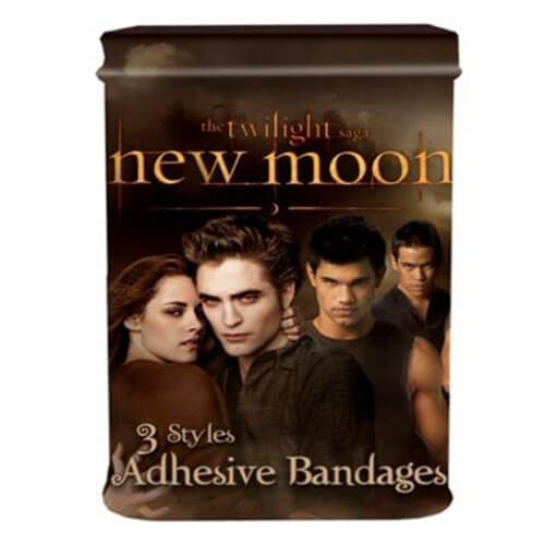 Twilight New Moon Adhesive Bandages in Tin Swirly Crests