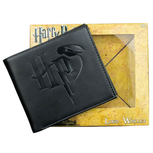 Harry Potter Logo Embossed Black Wallet