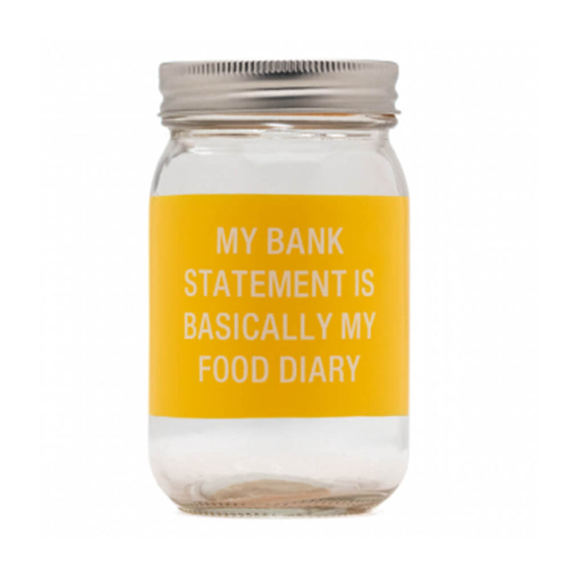 Say What Food Diary Glass Jar Money Bank (Yellow)