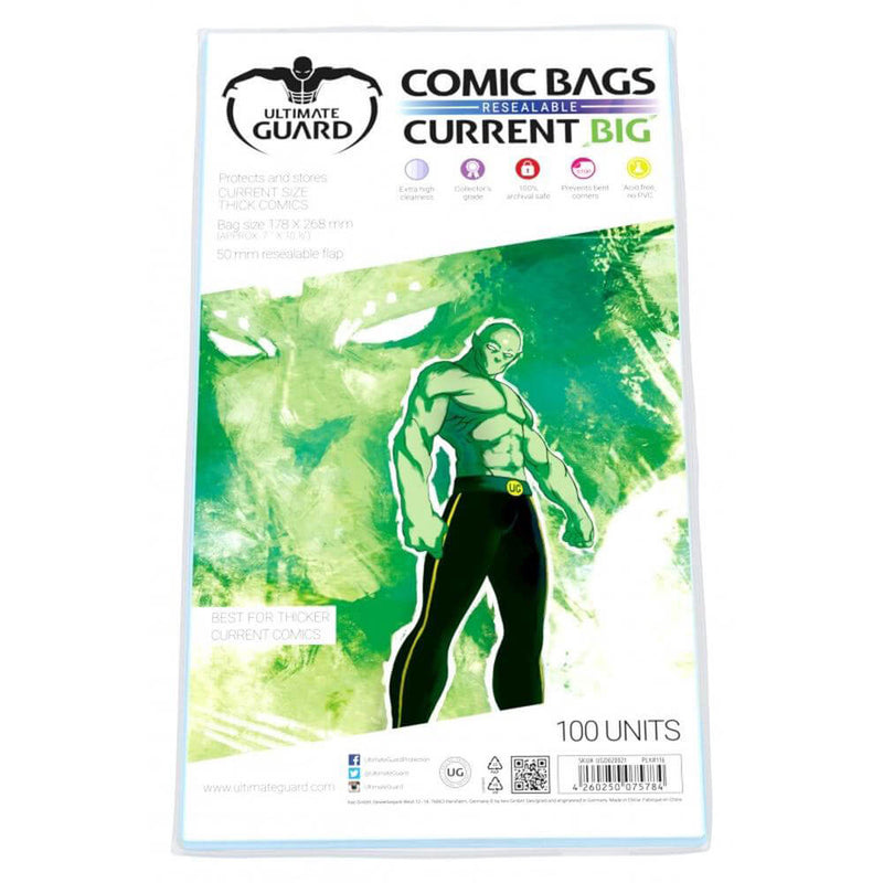 Ultimate Guard Comic Bags BIG Resealable Current Size 100pk
