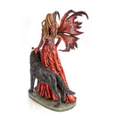 Large Red Fairy Princess with Black Wolf Figurine