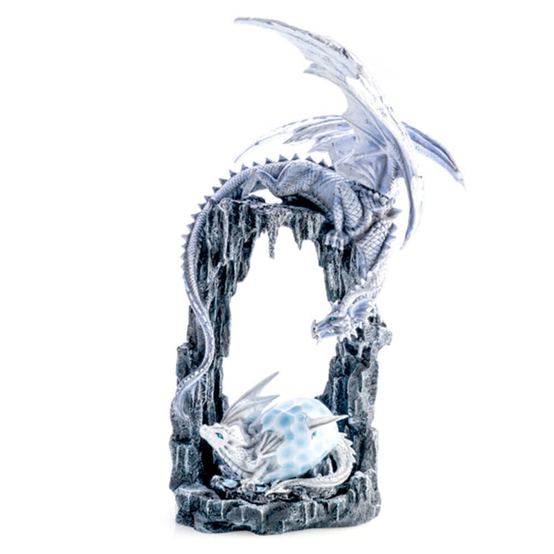 Two White Dragons in Icy Cave Figurine