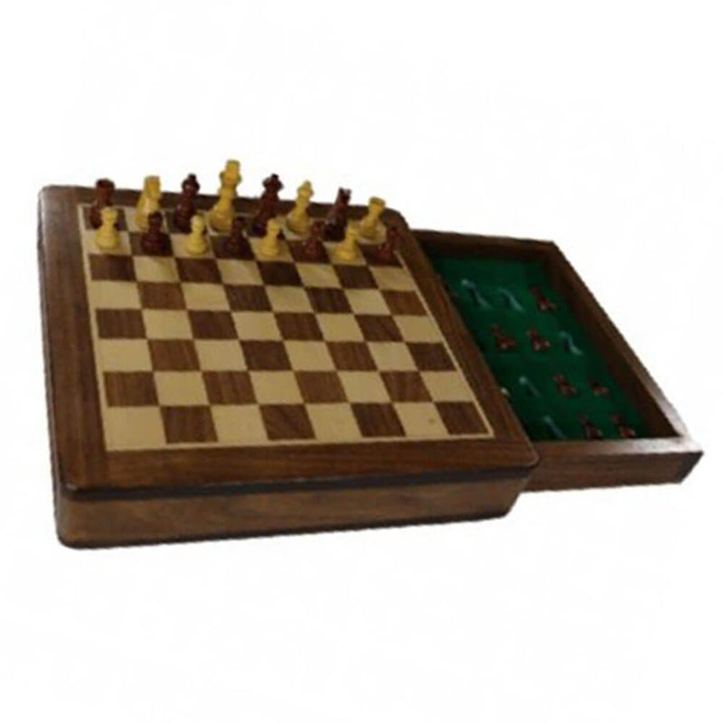 Chess set w/ Hawkley Acasia Magnetic Board & Drawer 25cm