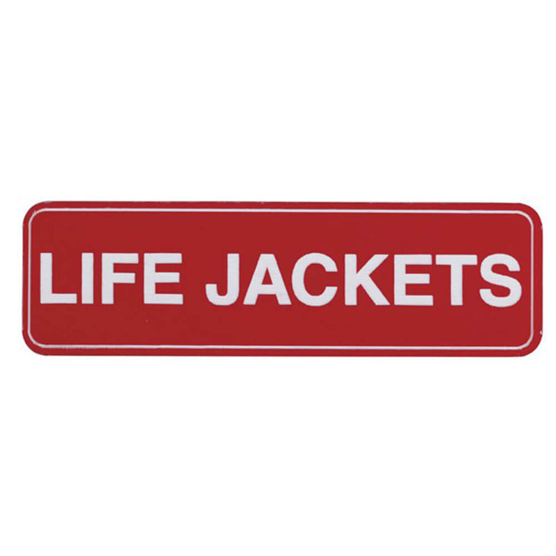 Adhesive Life Jackets Sticker Sign with Border (100x30mm)