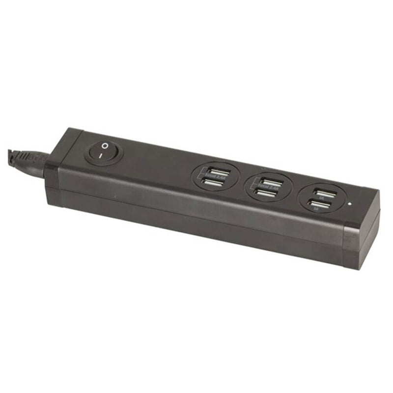 6 Way USB Powerboard (6.8A Black)