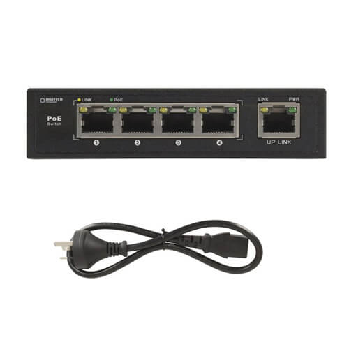 5-Port PoE Network Hub Switch w/ PSU (10/100)