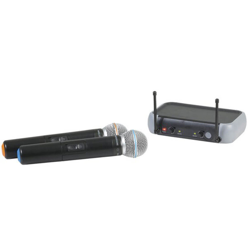 Dual Wireless UHF Microphone System w/ Receiver and PSU