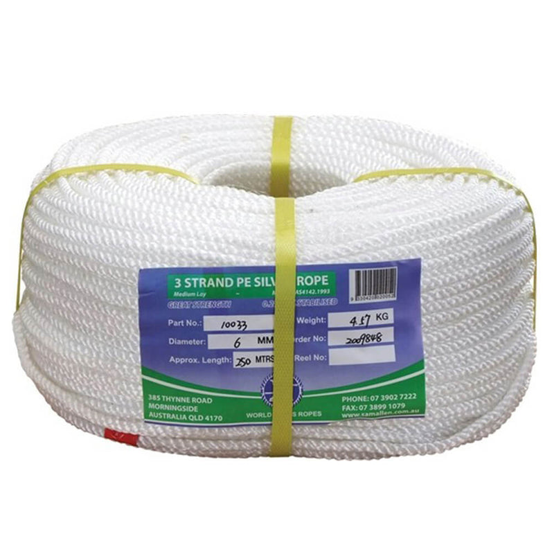 Standard Silver White Rope 100m Roll