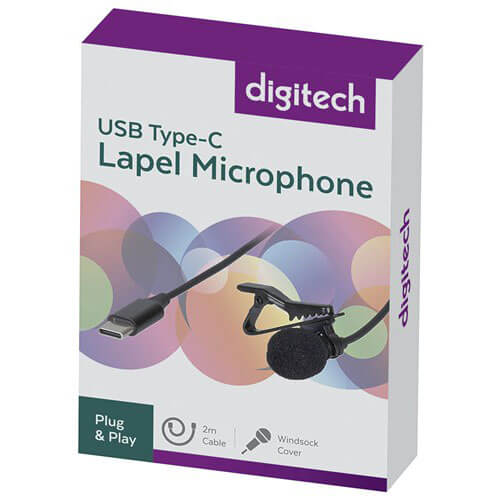 USB Type-C Lapel Microphone Tie Clasp Stereo