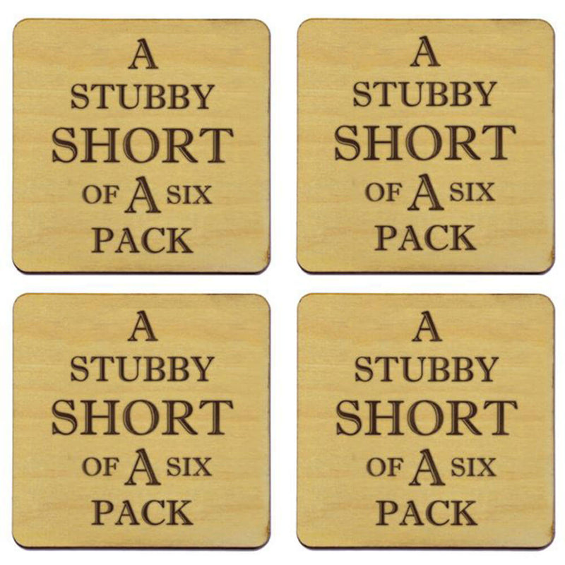Journeyman Designs Stubby Short of a Six Pack Coaster Set