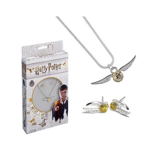 Harry Potter Necklace and Stud Earring Set Golden Snitch