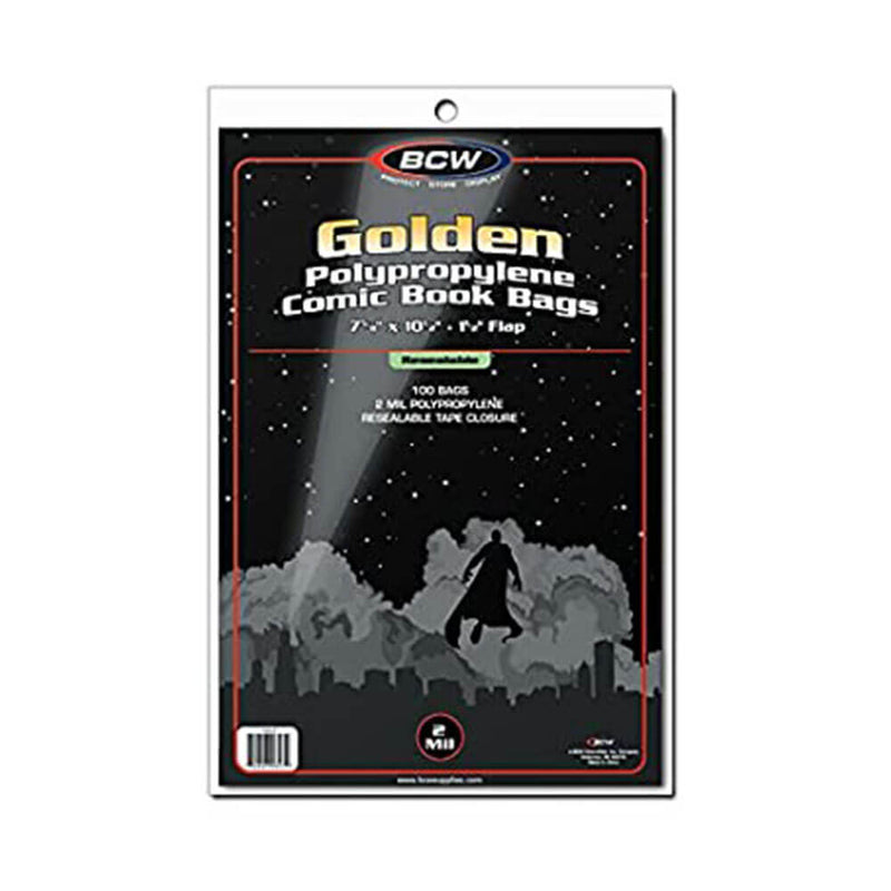 BCW Comic Book Bags Resealable Golden Age Comic Books (100)