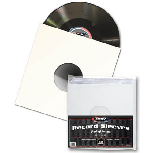 BCW Record Sleeves Paper White 33 RPM Polylined (Square)