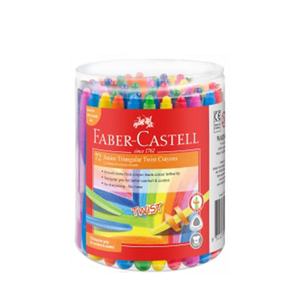 Faber-Castell Triangular Twist Bucket Crayons Assorted 72pk