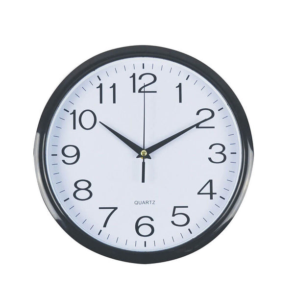Italplast Plastic White Face & Black Trim Wall Clock (30cm)