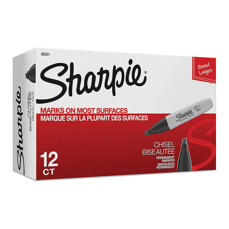Sharpie Broad Chisel Permanent Marker Black (12pk)