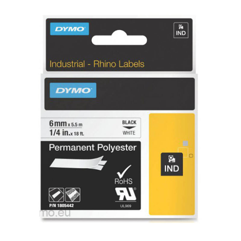 Dymo Rhino Pro Permanent Polyester Tape Label (6mmx5.5m)