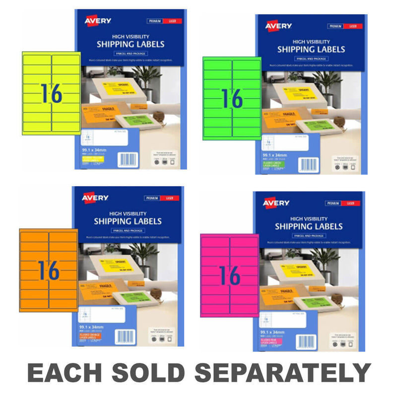 Avery High Visibility Shipping Label 25pk 16/sheet