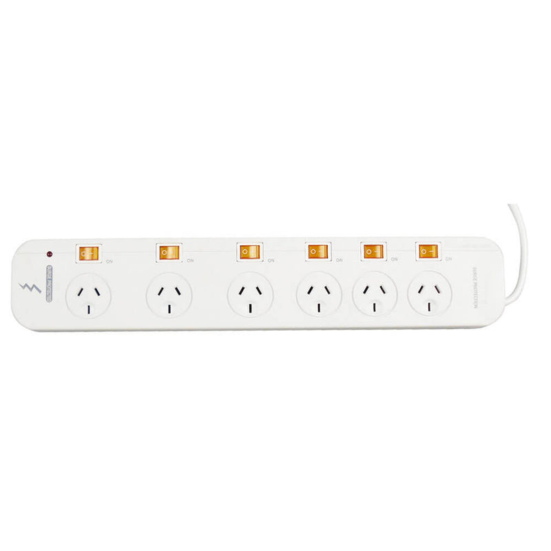 Italplast 6 Outlet Powerboard with Individual Switch