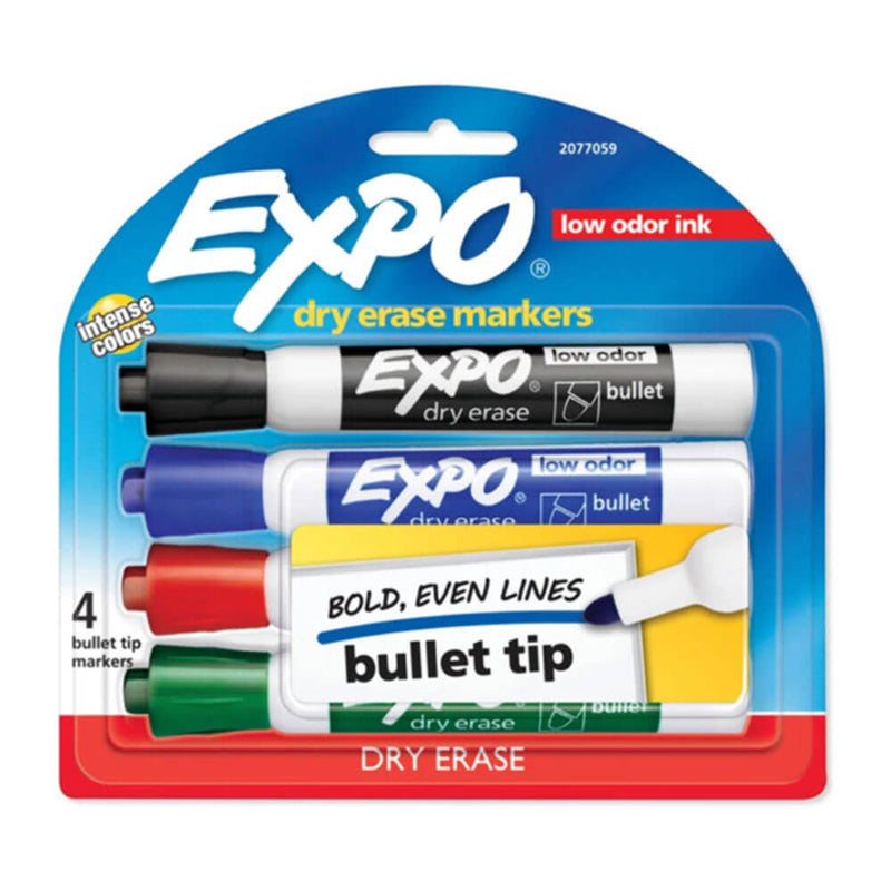 Expo Bullet Whiteboard Marker 4pk (Assorted)