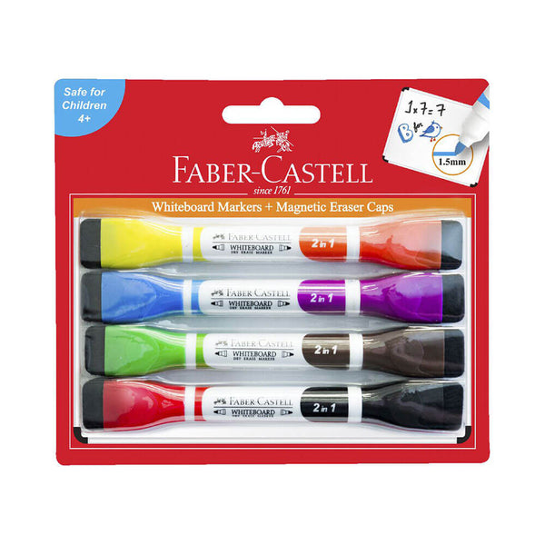 Faber-Castell Whiteboard Markers with Magnetic Eraser Caps